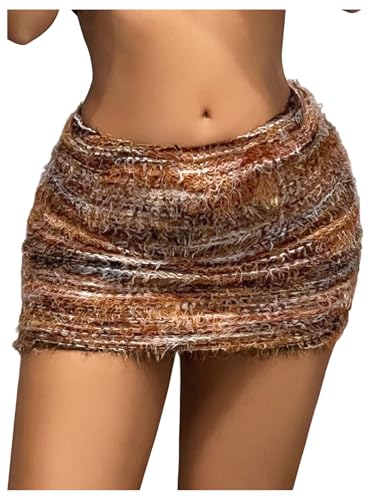WDIRARA Women's Tie Dye Low Rise Mini Skirt Distressed Party Club Bodycon Skirts