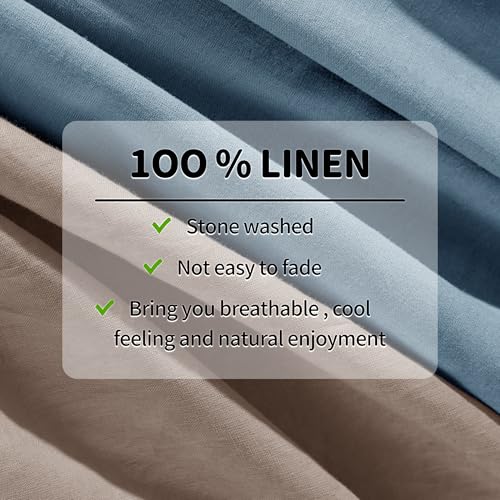 Image of 100% Pure Linen Sheet 4pcs Set Fitted Sheet Up to 16 Inch Deep Full Size