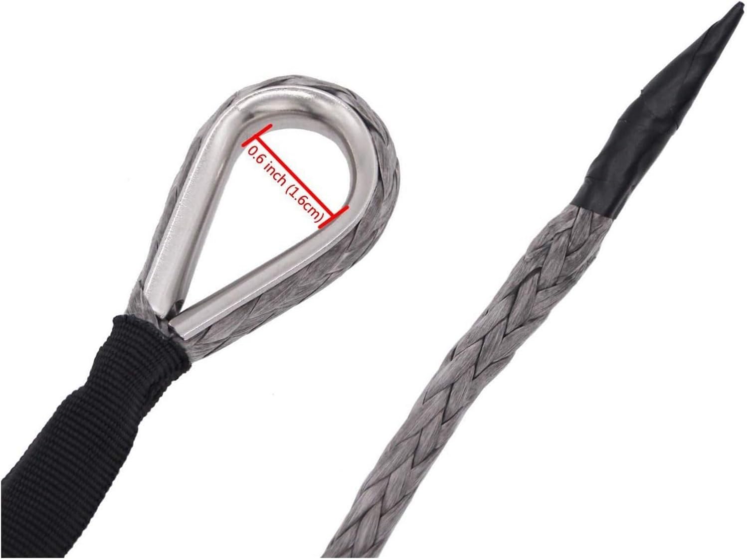 Synthetic Winch Rope, 15m Winch Cable Cable Towing Car Tow Strap Trailer Rope with Hook for ATV Off Road Accessories 7700lbs 3.5T for Off Road Vehicle Truck Boat Winch(Black)