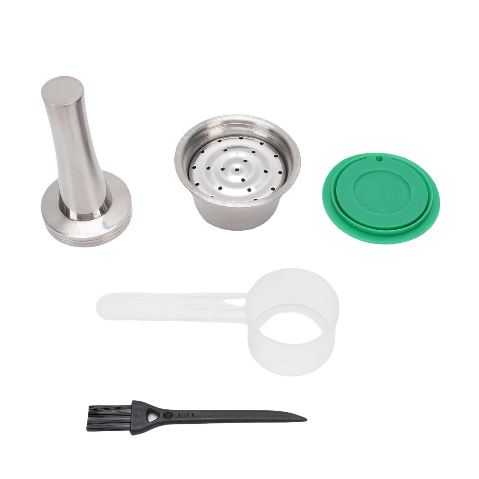 Haofy Kit de Cápsula de café de Acero de Acero Inoxidable Reutilizable con Cepillo de Cuchara de Manipulador para la Preparación para Máquinas de café