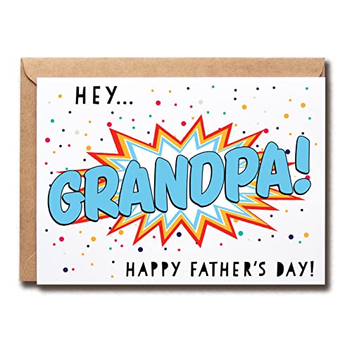 QPTADesignGift Happy Father's Day Card - Hey Grandpa - Perfect For Father's Day - Funny Father's Day Card - Gift For Grandpa - Card For Dad - Best Grandpa Ever Gift