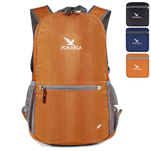 Preisvergleich Produktbild Pokarla 22L Dauerhaft Ultraleicht Packbar Rucksack Faltbare Wasserdicht Student Wandern Daypack Kids Kleine Rucksack Draussen Tasche Daypack Kleine Tasche Unisex Orange