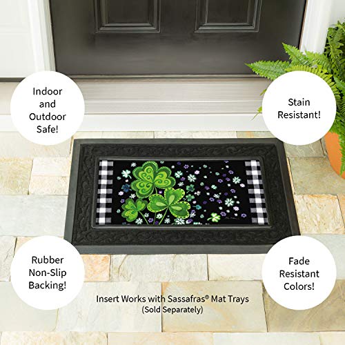 Evergreen Sassafras Shamrocks Buffalo Plaid Interchangeable Entrance Doormat | Indoor And Outdoor | 22-Inches X 10-Inches | Non-Slip Backing | All-Season | Low Profile | Home Décor #TOP3