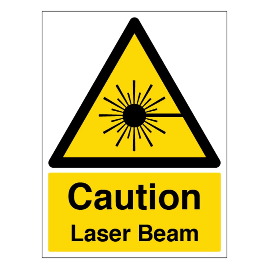 V Safety Caution Laser Beam - Portrait 150 x 200mm - 1mm Rigid Plastic Safety Sign