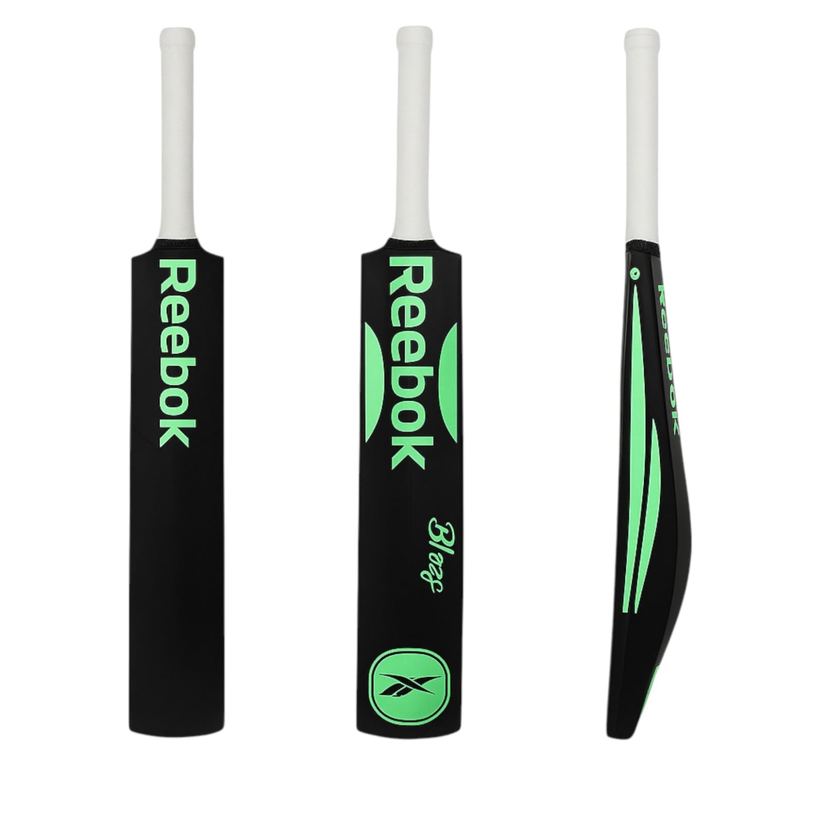 Reebok Blaze Batte de cricket en plastique – Taille complète 86,4 x 11,4 cm, PVC léger, design durable pour l'entraînement et les jeux récréatifs, convient aux enfants de 15 ans et plus (vert)