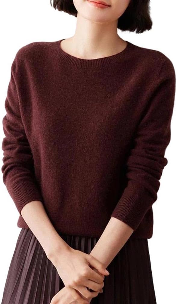 Women's Knit Sweater Thin Round Neck Cashmere Layering Base Tops | Spring Fall Knit Jumper Basic Daily Casual Business Long Sleeve Pullover