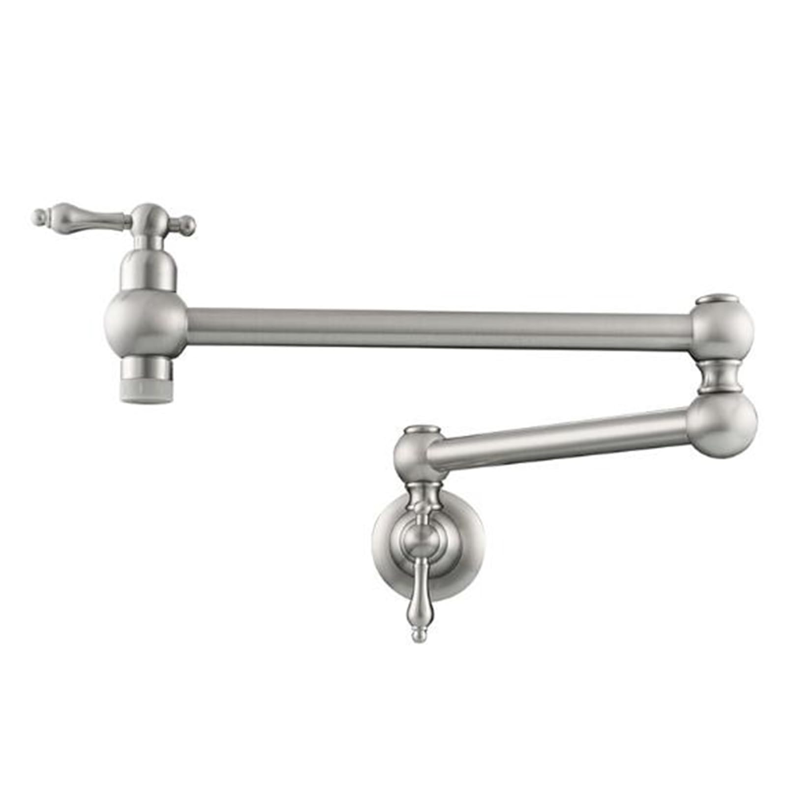 Mitigeur de cuisine mural pliable laiton brossé avec éclairage et double jet