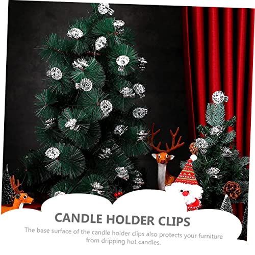 Homsfou Christmas Candle Holder 180 Pcs Candlestick Metal Holders Light Candles Christmas Flower Clip Shaped Clips Holder Candle Xmas Tree Color Bulk Shape For Tea Small #TOP7