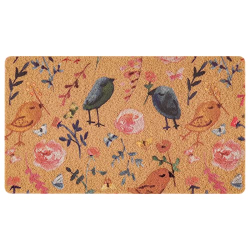 Uini Summer Door Mats Outdoor Indoor Welcome Mat, Birds Floral Front Door Mat, Non Slip Bird Flower Doormat For Outdoor Entrance, Entry, Porch, Resist Dirt, 17" X 30", Easy To Clean #TOP24