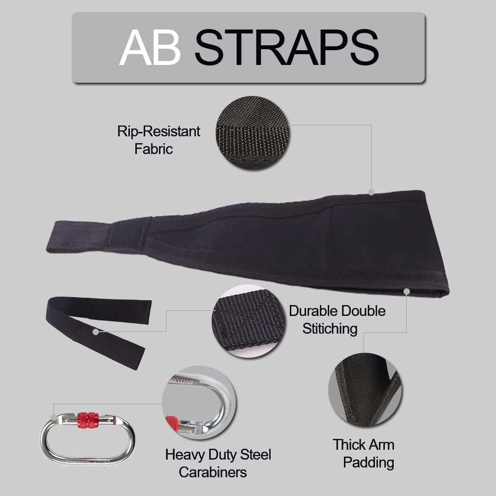 DASKING Hanging Ab Straps with Quick Locks - 1 Pair Gym Sling Straps for Pull Up Bar, Core & Abdominal Workouts