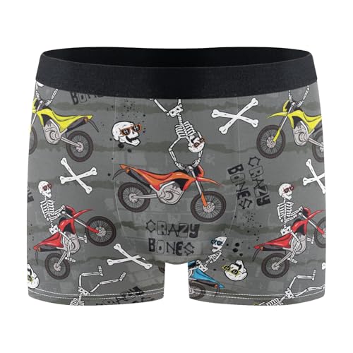 ZZKKO Cartoon Skeletons Motorcycle Men's Underwear,Men's Boxer Briefs Underwear For Mens Cotton Trunks Underwear Soft and Comfortable XL Multicolor