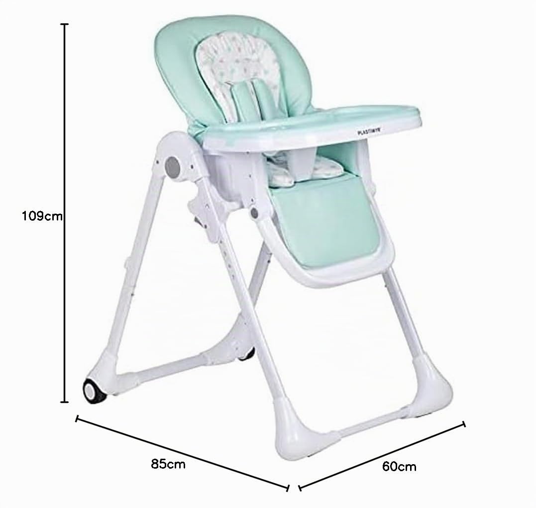 PLASTIMYR Twinkle | Trona Bebé Portátil Reclinable | Silla para Bebé (Mint) | Trona Evolutiva y Plegable · 7 Alturas · Con Bandeja, Ruedas y Asiento Lavable · Mint 60x85x109cm