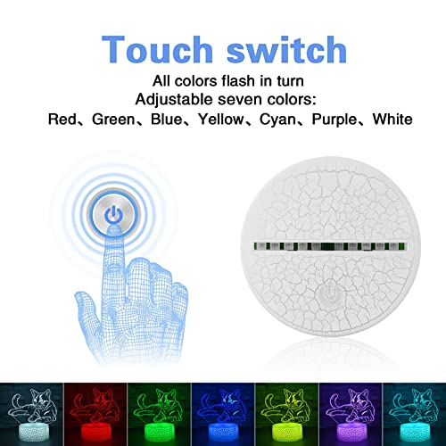 Image of i-CHONY Cat Gift 3D Illusion Lamp,Cute LED Night Light,with Remote & Smart Touch 16 Colors Bedroom Decorations Bedside Lamp - Cat Love Gift for Women Teens Girls Kids Birthday Christmas