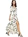 Milumia Women's Button Up Split Floral Print Flowy Party Maxi Dress White and Green Large