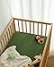 Blissful Diary Muslin Crib Sheets for Girl Boy, Boho Neutral Soft Cotton Baby Sheet for 52''x28'' Standard Crib Mattress, 2 Pack(Monstera&Dark Green)