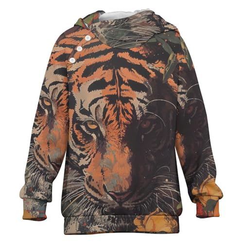 Tiger HuntingChildren's Raglan Sleeve Hoodie, Suitable for Home And Outdoor Use10-11Y