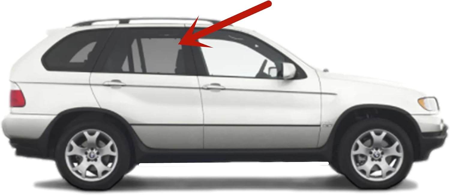 Passenger Right Side Rear Door Window Door Glass Compatible with BMW X5 2000-2006 Models