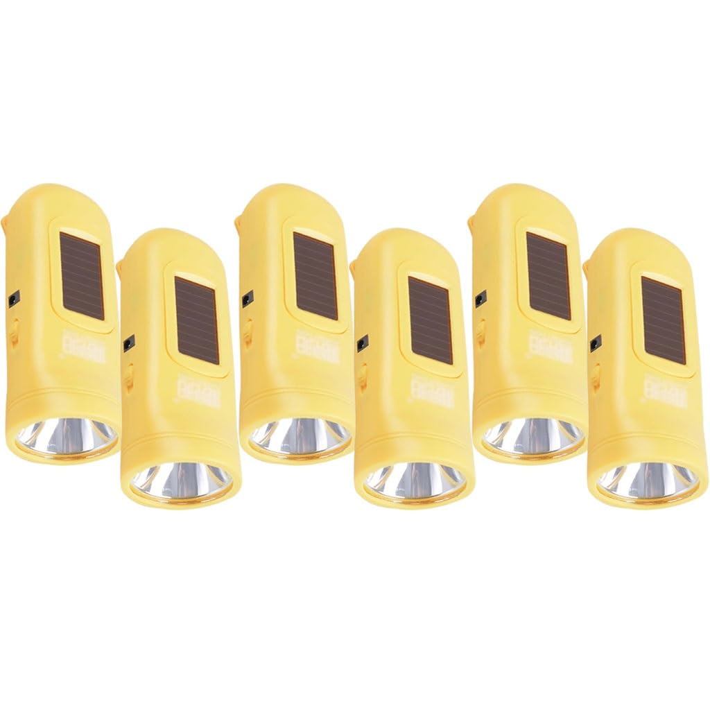 Torcia Elettrica A Manovella Alimentata Ad Energia Solare, Torcia Ricaricabile A Manovella, Torcia Elettrica Portatile A Dinamo, Per Campeggio, Attività All'aperto, Escursionismo(Yellow color,Set 3)