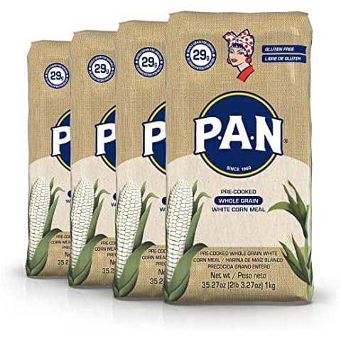 P.A.N. Whole Grain White Corn Meal – Pre-cooked Gluten Free and Kosher Flour for Arepas (2.2 lb/Pack of 4) Cover