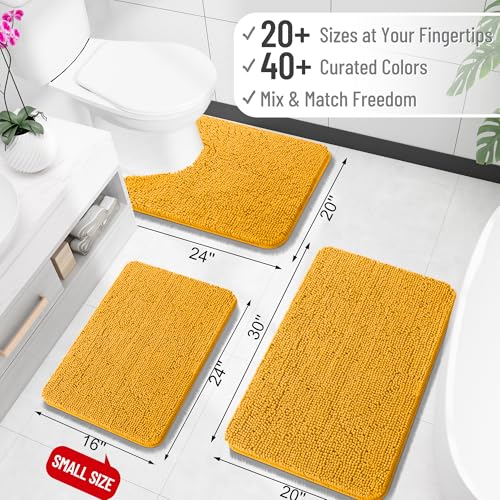 Image of OLANLY Large Bathroom Rugs 47x32, Soft Absorbent Chenille Bath Rugs, Rubber Backing Quick Dry, Machine Washable Bath Mats for Bathroom Floor, Tub and Shower, Home Decor Accessories, Golden Yellow