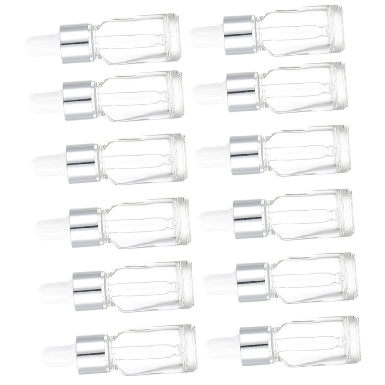 24 Stück Glasflaschen for ätherische Öle, ätherische Öle, Glastropfer, Klarglasflaschen, Tropfflaschen, kosmetische Flüssigkeitsflaschen, Parfümprobenfläschchen, Wasserspender, Kunststoff, fein, for R