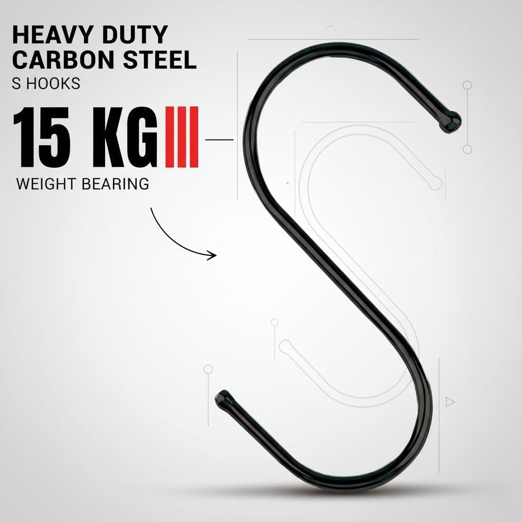 30 Pack Black S Hooks for Hanging Plants, Metal Hooks for Hanging, S Hooks for Hanging Heavy Duty, Durable S Shaped Kitchen Hooks for Kitchenware, Pots, Utensils, Clothes & Bags - Image 3