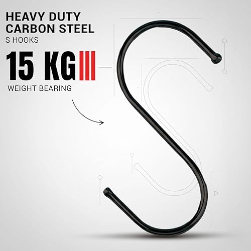 Miniatura 3 de Paquete de 30 ganchos negros en S para colgar plantas, ganchos de metal para colgar, ganchos en S para colgar resistentes, ganchos de cocina