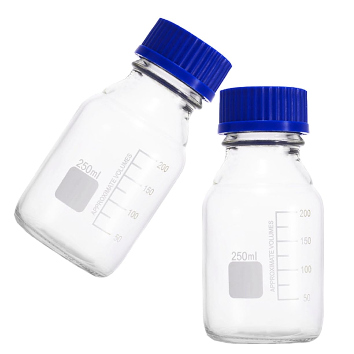 ERINGOGO Boccette in Vetro da Laboratorio 250ml, Bottiglia Graduata per Campionamento e Misurazioni Precise, 2 Pezzi per Industria e Laboratorio