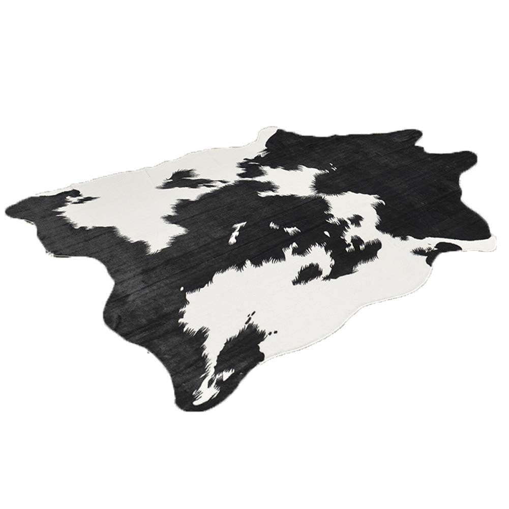 Kuhfell Kunstfell Teppich Rinderfell Fell Fellimitat 200 * 140cm Schwarz/Braun Variation,Schwarz