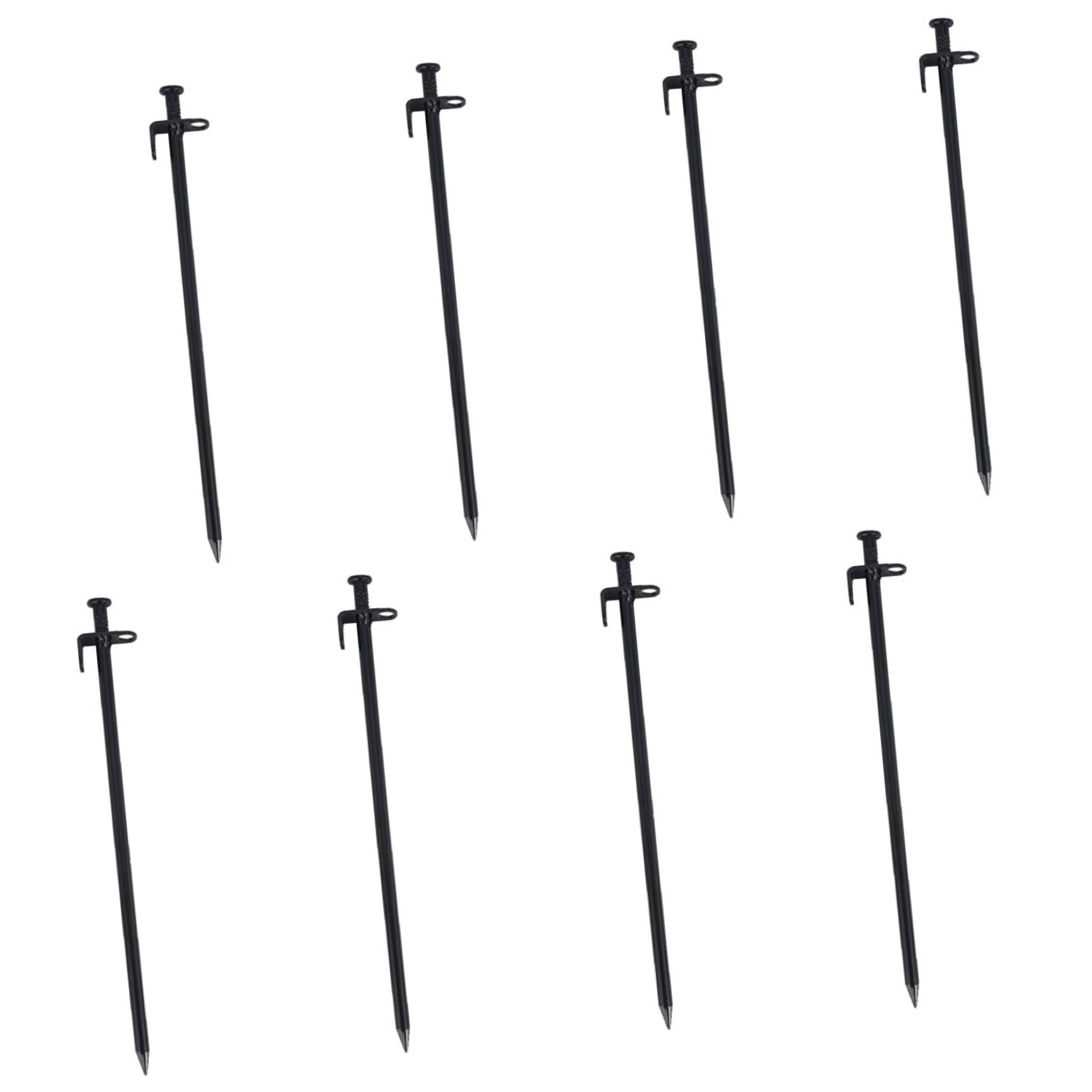 8pièces Lot de Piquets de Tente pour Camping Accessoires au Sol avec Crochet et Œillet Rond
