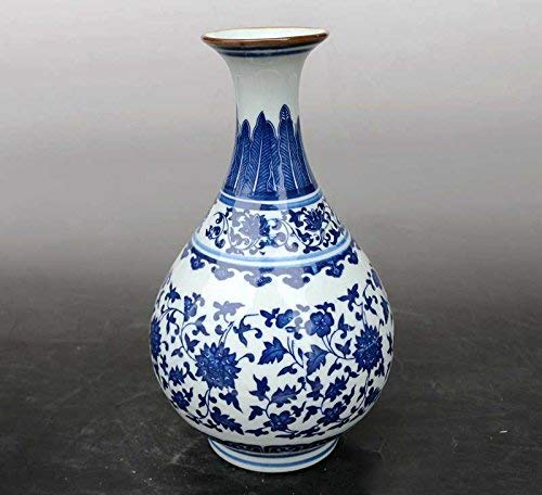 sdneNest Jarrones para decoración de porcelana azul y blanca hecha a mano con flores y plantas