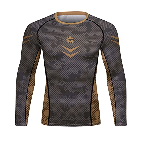 Red Plume Men's Compression Long Sleeve Slim Fit Athletic Shirt Sports Workouts Running Tee Performance T-Shirt Cool Dry Top