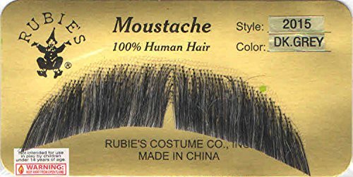 Basic Character Moustache DARK GREY - 100% Human Hair - Spirit Gum Included- no. 2015 - REALISTIC!
