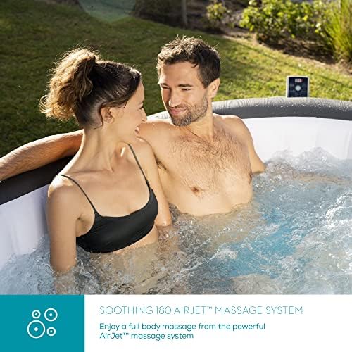 Lay-Z-Spa Mauritius 180 AirJet Massage System, Inflatable Hot Tub with Freeze Shield Technology, 5-7 Person, Grey