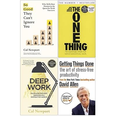 So Good They Can't Ignore You, The One Thing, Deep Work, Getting Things Done 4 Books Collection Set