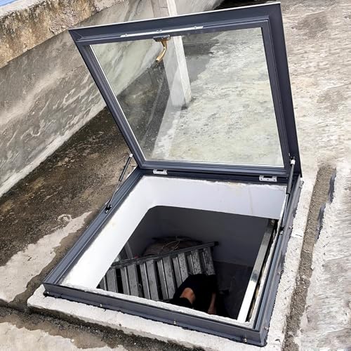 FAXJRU Botola da Tetto, Lucernario per Tetto, Botola di Accesso al Tetto, Lucernario sul Tetto, Copertura per Botola per Accesso del Tetto, Finestra da Tetto,Doppio Vetro(90x90cm(35x35inch))