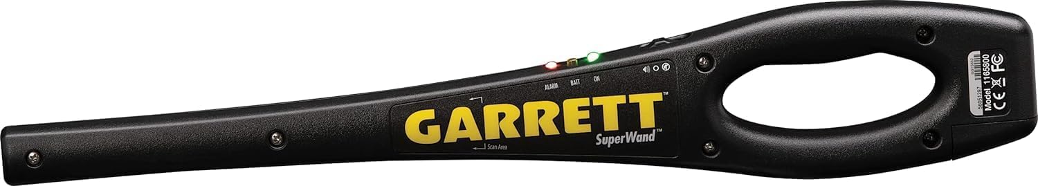 Garrett High Sensitivity Hand Held Metal Detector Tool for Security with Alarm Mode -Sound, Vibration & Led Lights for Malls, Airports, Railway Stations 1165800 SuperWand