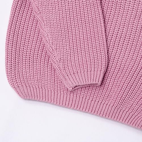 Kids Ribbed Knit Sweater Solid Oversized Loose Plain Long Sleeve Pullover Sweatshirt Warm Base Casual Tops Blouse4