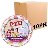 Glad for Kids Disney Princess Magic is in All of Us - Cuencos de papel de 12 onzas, cuencos de papel de princesa Disney, cuencos para niños, cuencos de papel aptos para niños para uso diario, cuencos