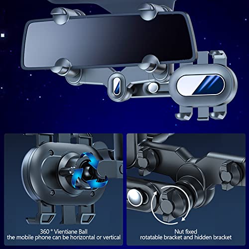 Image of Car Rearview Mirror Navigation Phone Holder,[2022 New Upgraded ] Car Phone Holder,360Rotatable and Retractable Car Phone Holder,for with iPhone Samsung Galaxy All Smartphones & Cars