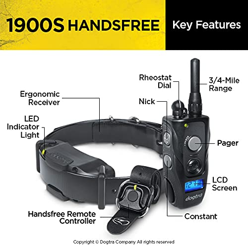 Dogtra 1900S Handsfree Discreet And Immediate Control 3/4-Mile Ipx9K Waterproof High-Output Ergonomic Remote Dog Training E-Collar #TOP2