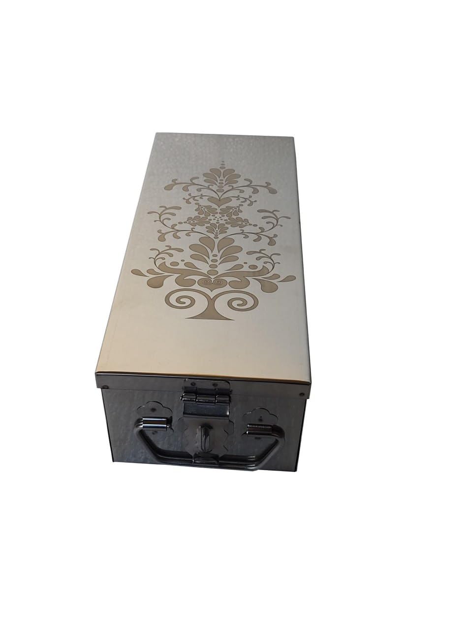 Crevita Stainless Steel Locker Boxes Jewellery Boxes Cash Peti Size - 12.2 Inch With Laser Printed Design (Steel) (12.2 x 5 x 4.5 INCH) (liflowerBig) (B0BPTKJ2J7) Amazon Price History, Amazon Price Tracker