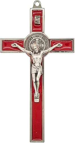 Miniatura 1 de Crucifijo de Medalla de San Benito Listo para colgar en la pared Santo patrón de los estudiantes y Europa Gran regalo católico para el bautismo,