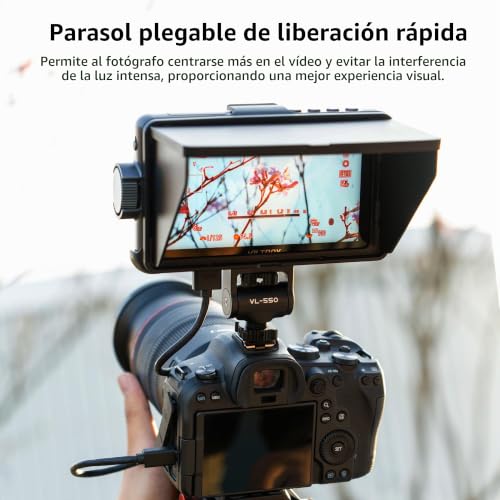 Miniatura 7 de Viltrox Dc-550 Pro Monitor De Campo De La Cámara De Pantalla Táctil 4k Hdmi Con Batería Sunshade Hood Asistencia De Enfoque 3d Lut Peaking 1200 Nits 160 Angle De Vista De Ancho Dc 12v Tipo C 5v En