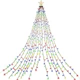 PBWZF Weihnachtsbaum Lichterkette mit Ring, Christbaumbeleuchtung 400 LED mit 8 Leuchtmodi, 16 Girlanden 2m Farbe Weihnachtsbaumbeleuchtung mit Weihnachtsbaumspitze Stern für Weihnachtsbaum