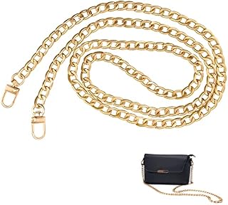 BLMHTWO Gold Bag Chain Gold Chain Handbag Strap Handbag Chain with Adjustable Metal Buckles Handbag Chain Strap for DIY Purse Bag Shoulder Crossbody Handbags Crafts Making - 0.39in Width/47in Long