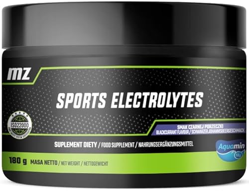 Sports Electrolytes Powder 180g - 60 Servings - Vegan and Sugarfree - Boost Hydration and Metabolism - Electrolyte Drink Mix in Blackcurrant Flavour - by MZ
