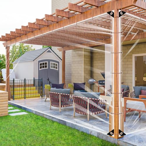 Clear Tarps Heavy Duty Waterproof 8x10 Ft, 14Mil PVC Transparent Vinyl Tarpaulin for Home, Clear Tarps with Grommets for Patio, Outdoor Porches, Pavilion Rain Shield, Winter Rainproof Canopy Fabric