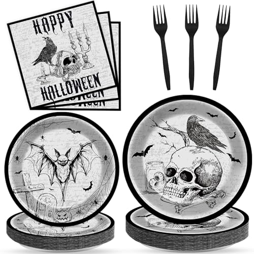 gisgfim 96 Pcs Halloween Plates and Napkins Party Supplies Vintage