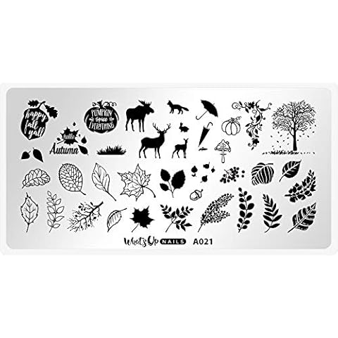 Whats Up Nails - A021 Leaf Pile Stamping Plate for Autumn Nail Art Design Cover